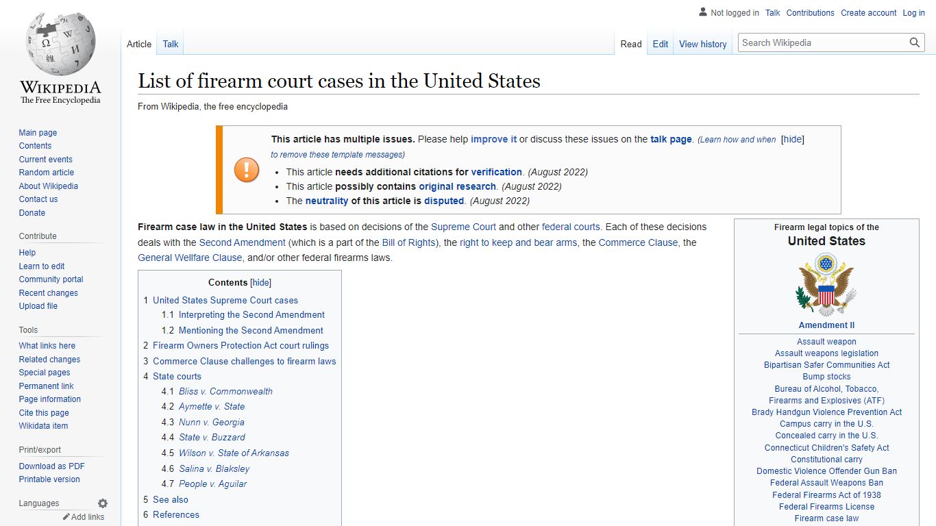 List of firearm court cases in the United States - Wikipedia